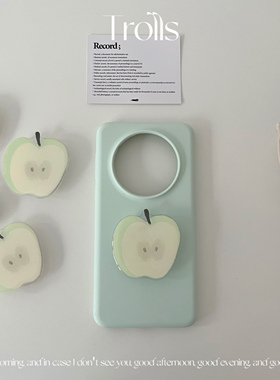 Trolls|一口青苹果 清新曼波绿色ins可爱支架液态硅胶手机壳适用mate70pro华为Pura80Pro小米17/x300软糯质感