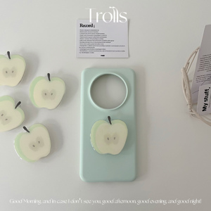 Trolls|一口青苹果 清新曼波绿色ins可爱支架液态硅胶手机壳适用mate80pro华为Pura90Pro小米17/x300软糯质感