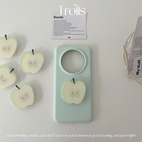 Trolls|一口青苹果 清新曼波绿色ins可爱支架液态硅胶手机壳适用mate70pro华为Pura80Pro小米17/x300软糯质感