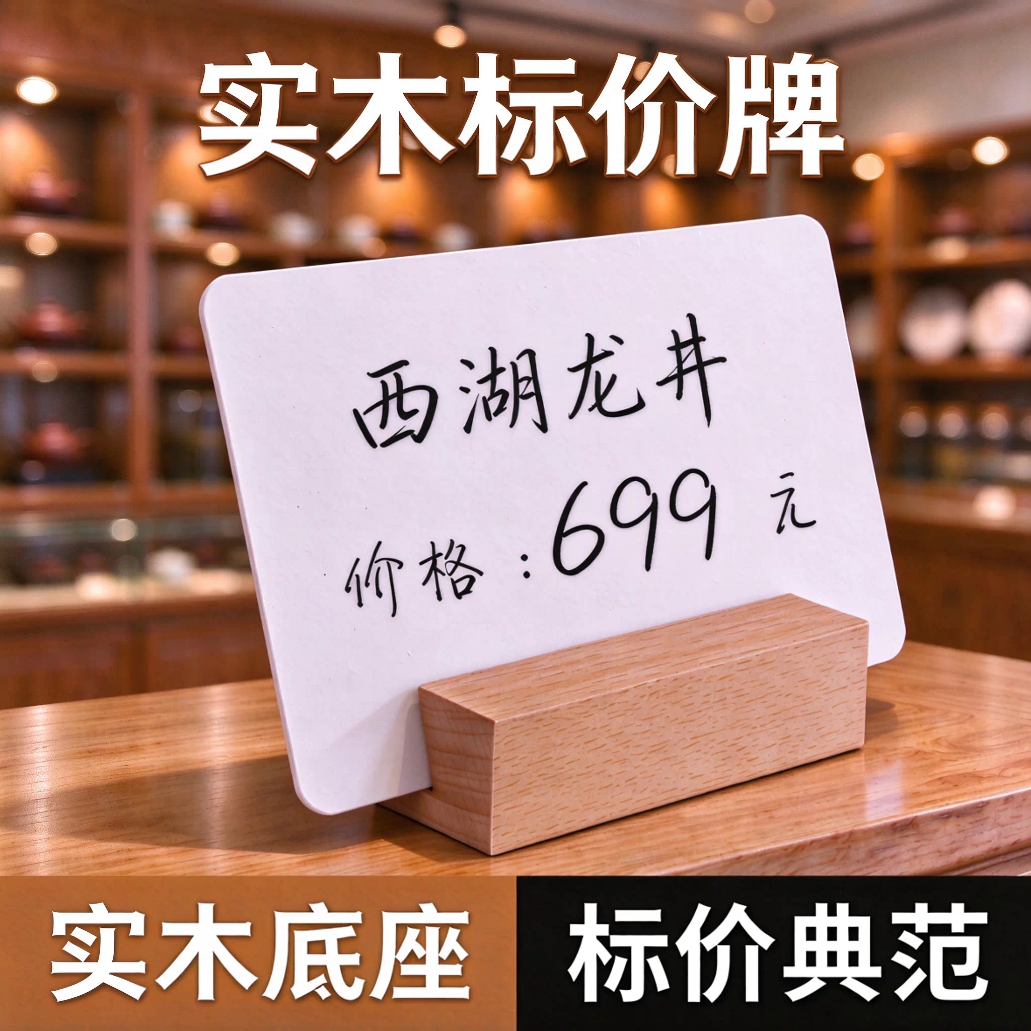 标签架实木价格牌标价牌展示牌立牌桌牌胡桃木台卡甜品面包水果店促销木质底座夹子茶叶酒水商品介绍立式台牌