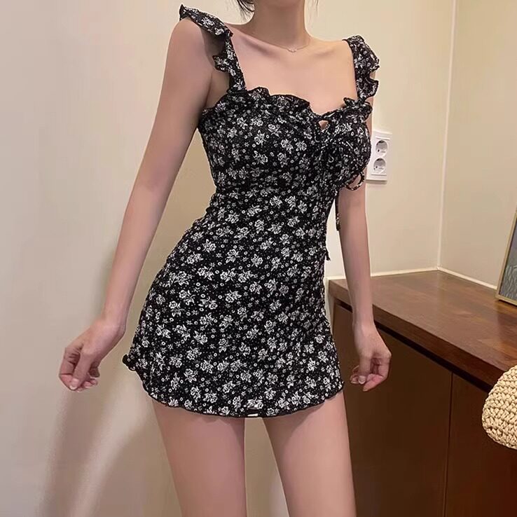 性感游泳衣女士连体高腰泳装温泉