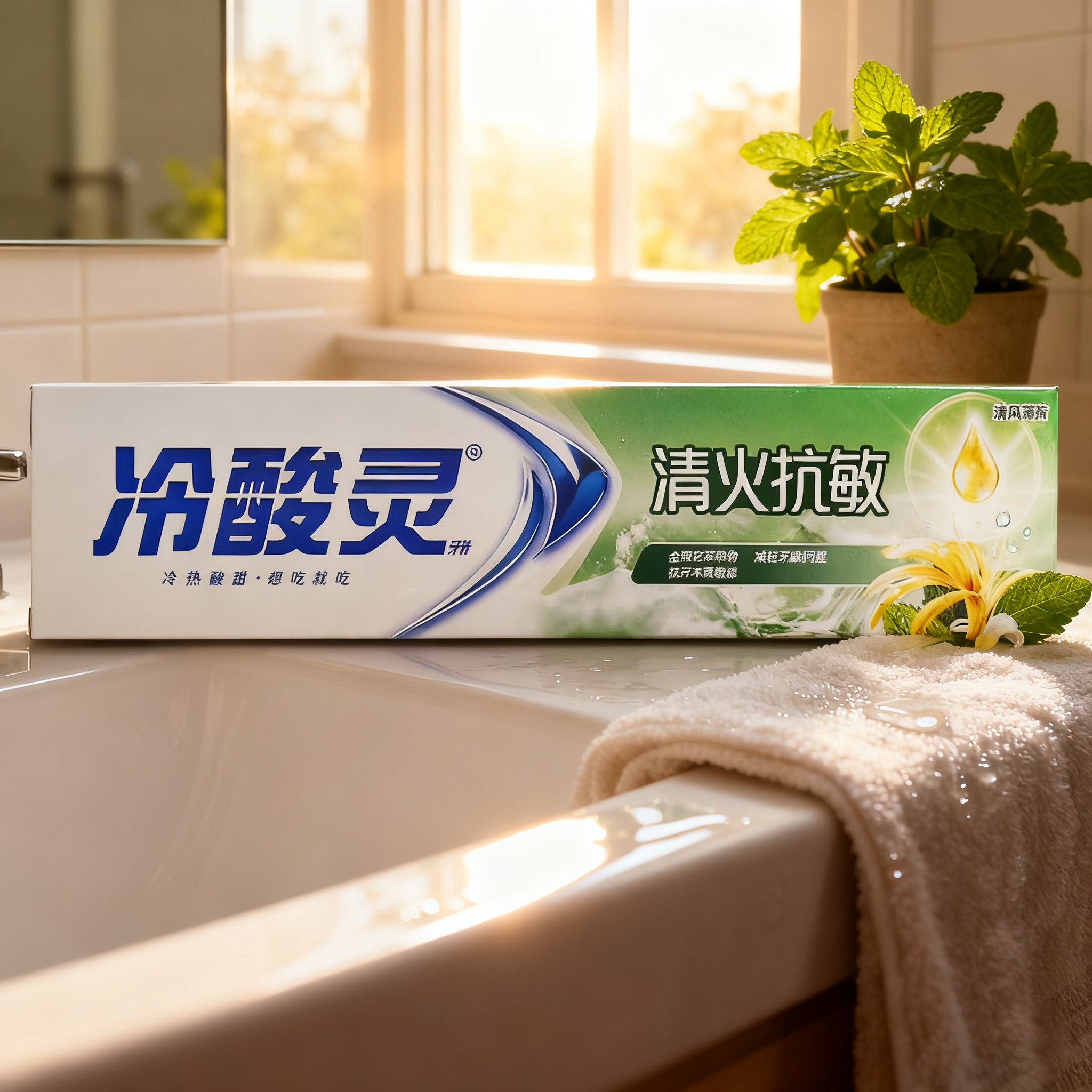 冷酸灵牙膏抗敏清火冰柠劲爽茶爽清新口气家庭装官方正品