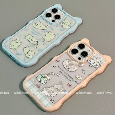 猫耳小狗款iPhone15promax小可爱猫耳华为苹果14promax手机壳新款