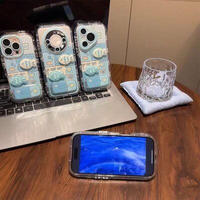 拼接小鱼适用苹果15手机iphone16promax手机壳12/13PRO华为防摔