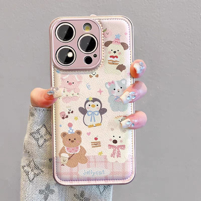 适用苹果16手机壳iphone15promax全包防摔手机壳工厂可爱小动物