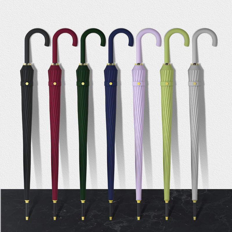 雨伞长柄男士大号超大双人直杆女士弯钩黑色黑伞暴雨专用logo