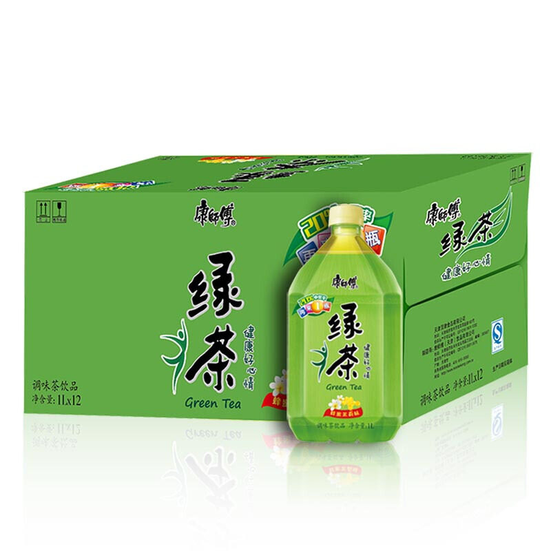 康师傅绿茶1L*12瓶整箱大瓶蜂蜜茉莉味饮料调味茶饮品家用商用茶