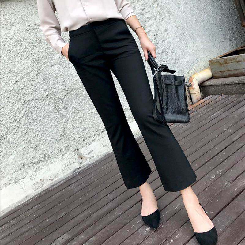 弹力西装微喇叭裤子女裤春秋2025新款高腰显瘦休闲黑色九分阔腿夏