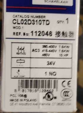 GE通用电气接触器，型号CL02D310TD，24V线圈，适
