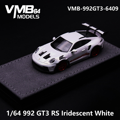 VMB 1/64 992 GT3 RS 幻彩白 Iridescent White 树脂车模手工摆件