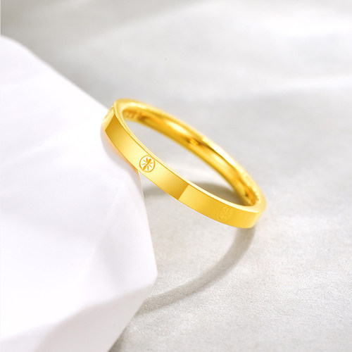 格瑞偲珠宝黄金米字戒指男女款足纯金素圈指环对戒生日礼物送男友