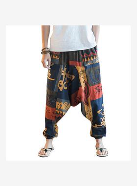 Hip Hop Aladdin Hmong Baggy Cotton Linen Harem Pants Men 裤
