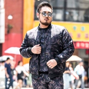 Mùa thu thủy triều béo kích thước lớn quần áo nam cộng với phân bón áo khoác nam lỏng lẻo người béo béo áo khoác in thường - Cực lớn