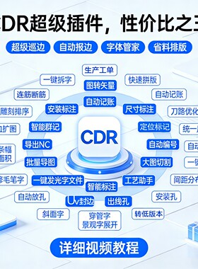 CDR插件省料排版超级巡边一键PS批量导图支持低版本广告工厂必备