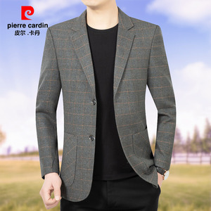 皮尔卡丹高档春秋西装男士休闲西服男外套高级感上衣单件抗皱上衣