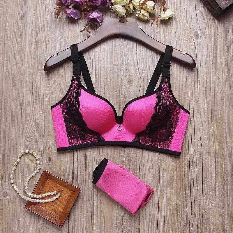 新款直销内衣女小胸聚拢文胸性感蕾丝无钢圈上薄下厚收副乳防下垂