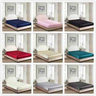 新款直销夏季色丁丝纯色床笠床席梦思垫保护罩Satin Fitted Sheet