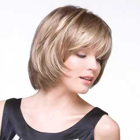 新款直销假发 欧美假发女bobo头假发齐刘海金色短发化纤假发头套