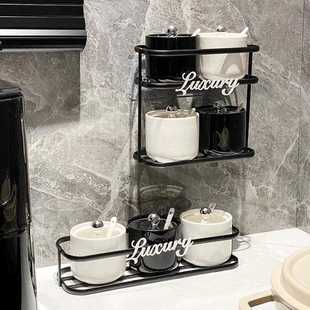 新款直销调味罐套装壁挂免打孔厨房陶瓷盐罐调料油盐酱醋瓶罐组合