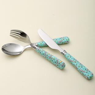 新款直销刀叉勺三件套家用可爱牛排刀叉盘子套装西餐餐具吃饭叉子