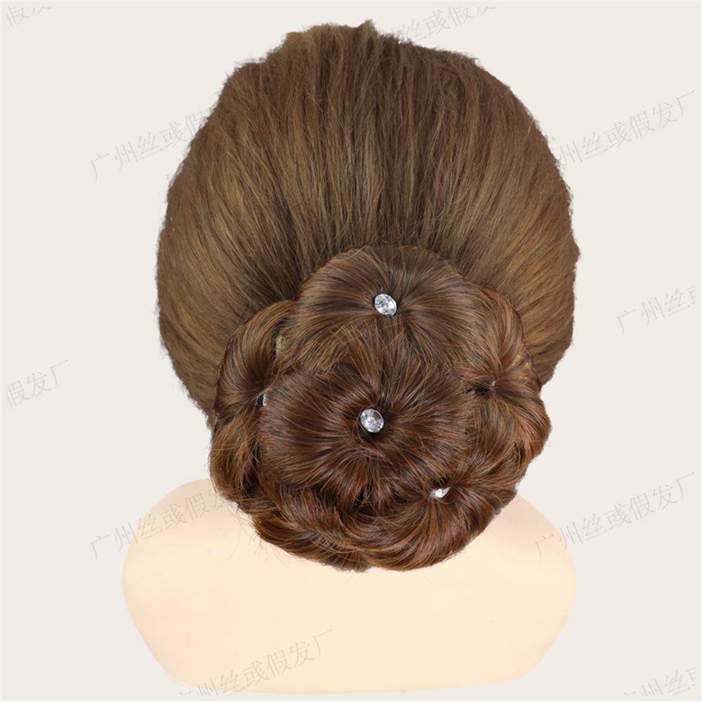 新款直销镶钻九朵花 花苞头抓夹款假发wigs新娘发饰插梳盘发发髻