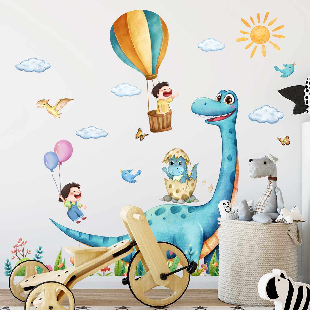 新款直销一米墙贴恐龙热气球云朵墙贴纸背景墙客厅儿童房房间装饰,家居饰品,软装墙贴,淘宝优惠券,粉丝福利购,淘宝优惠卷