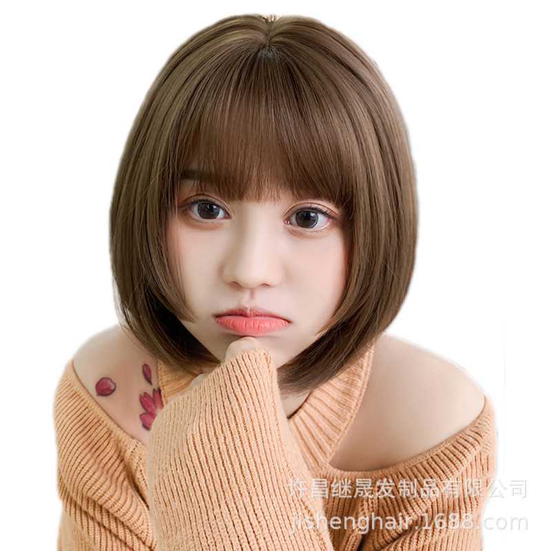 新款直销假发女短发日系姬发式波波头空气刘海假发高温丝化纤头套