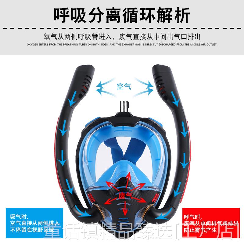 新款新款全脸浮潜面罩双管硅胶全干式潜水面罩成人游泳面具潜水镜