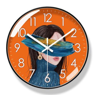 新款直销6324挂钟客厅钟表梦幻女孩家用时钟挂表现代静音扫秒石英