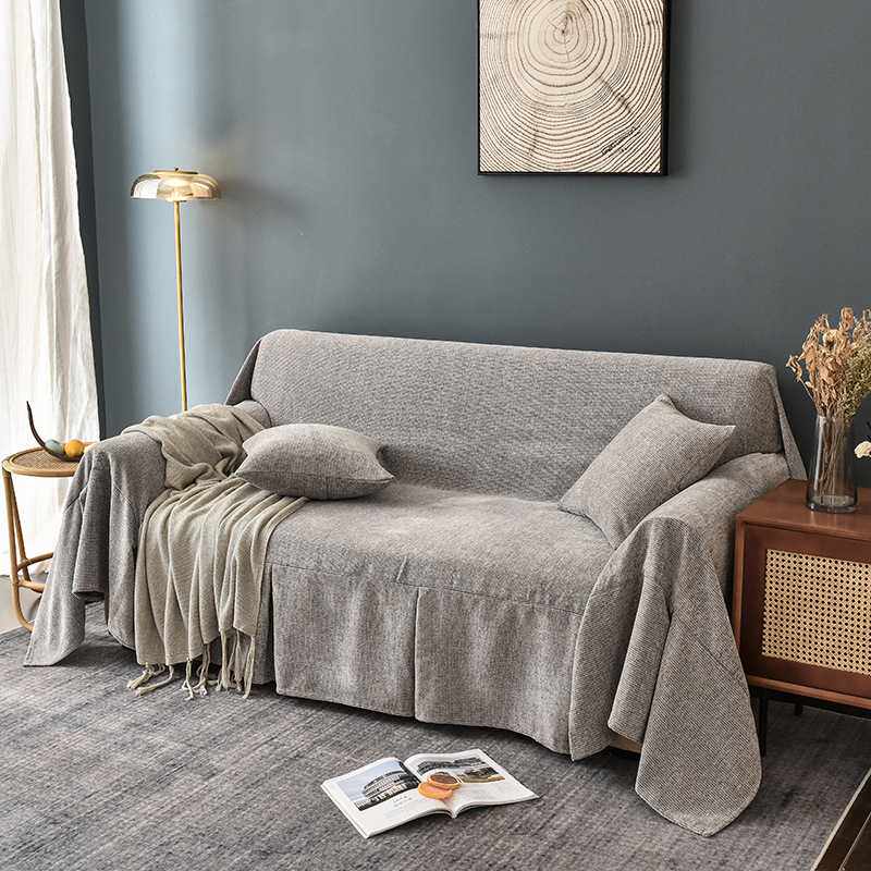 新款直销沙发盖布加厚雪尼尔全盖布艺沙发巾纯色贵妃组合沙发盖一