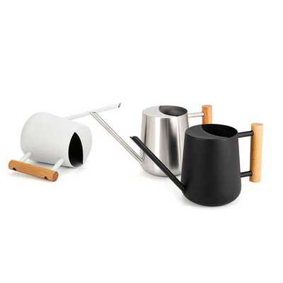 新款直销不锈钢长嘴浇花水壶木柄金属家用洒水壶复古绿植淋花壶热