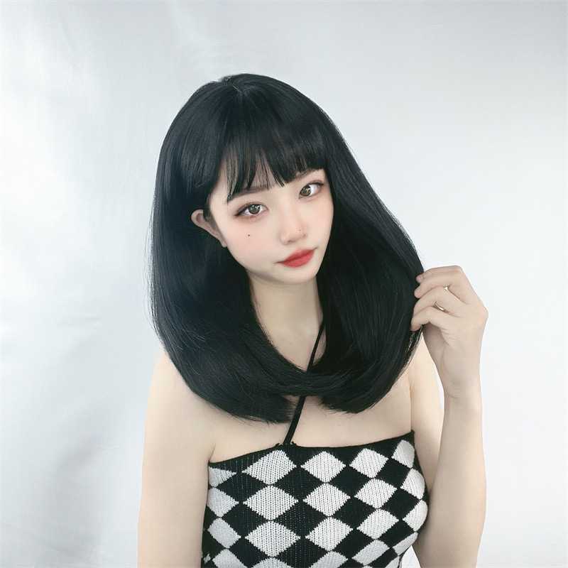 新款直销外贸假发女中长发哑光丝全头套欧美时尚内扣bobo头玫瑰网