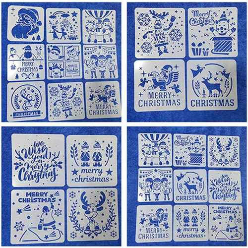 新款直销手账模板圣诞主题模板 镂空模板DIY学生手抄报绘画植物模