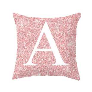 新款直销跨境粉色金属字母桃皮绒抱枕套靠垫套速卖通亚马逊ebay舒