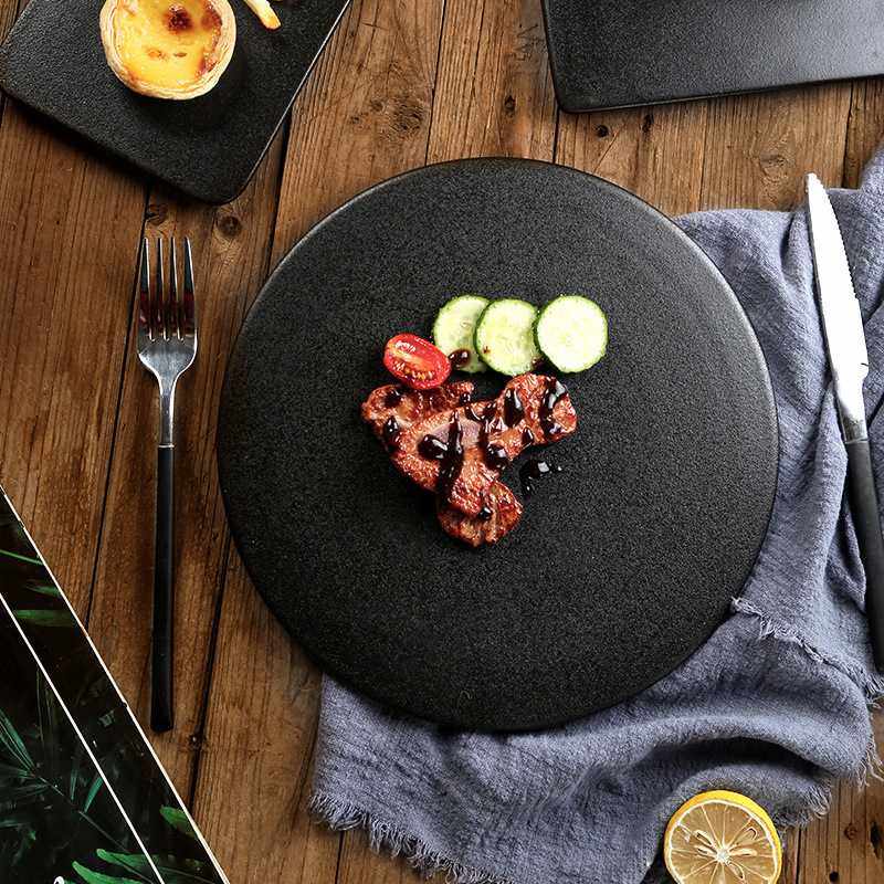 新款直销日式蛋糕甜品面包盘西餐黑色陶瓷餐盘平板托盘小吃寿司盘,厨房/烹饪用具,烧烤盘,淘宝优惠券,粉丝福利购,淘宝优惠卷