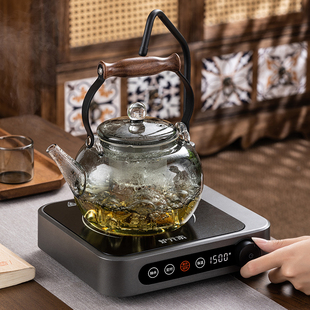 2023新款 抽水电陶炉烧茶壶电热蒸煮茶器一体茶壶全玻璃养生烧水壶
