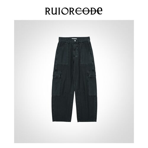 【RUIORCODE】日本进口砂感暗纹理水洗O型工装裤