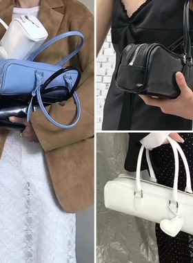 韩国小众包包weare早春新款漆皮真牛皮法棍包腋下爱心单肩手提包