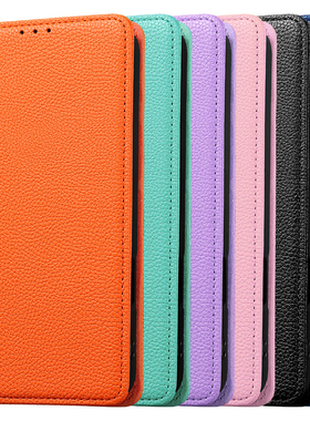 适用索尼Sony Xperia 10VI保护套翻盖荔枝纹皮革sony 1 lV手机壳掀盖折叠翻转爱马仕橙色黑Ace iii Flip case