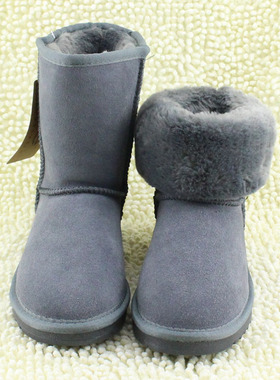 新款澳大利亚CE雪地靴女中筒加厚真皮牛皮平底百搭加绒冬学生棉鞋