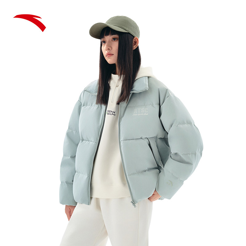 安踏多彩羽绒服丨无氟羽绒女士短款立领面包服棉服外套162618905