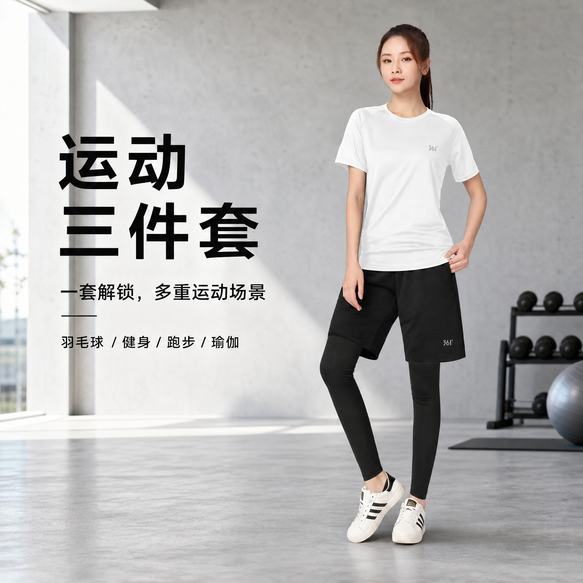 361运动套装女跑步健身速干衣羽毛球户外体育训练服高弹紧身秋季