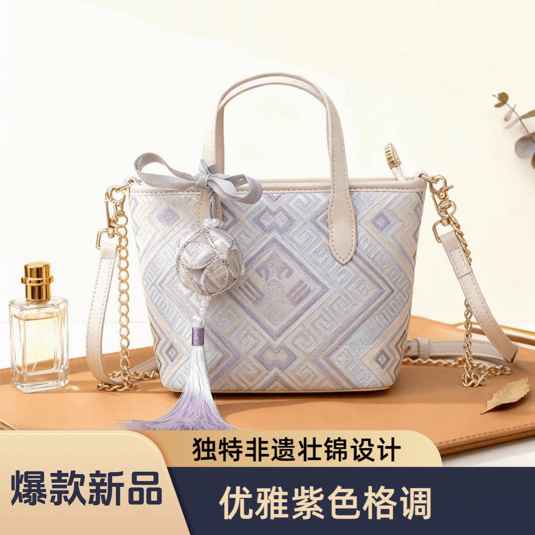 广西非遗壮锦包包mini托特包斜挎包手拎单肩包简约可爱民族风11图片