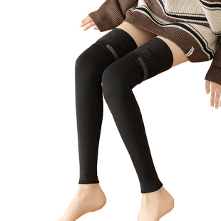 加绒加厚九分长筒袜子女秋冬季身高185超长到大腿保暖高筒长腿袜