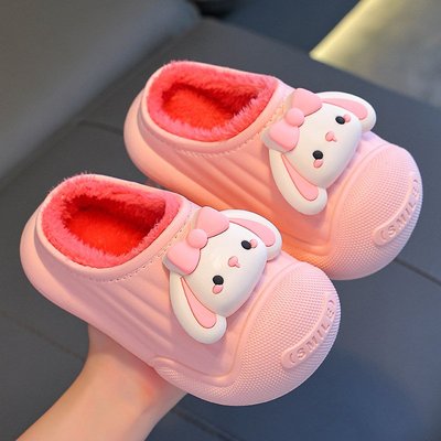 儿童棉拖鞋冬季室内防滑保暖男女童防水防滑家居宝宝毛毛外穿棉拖