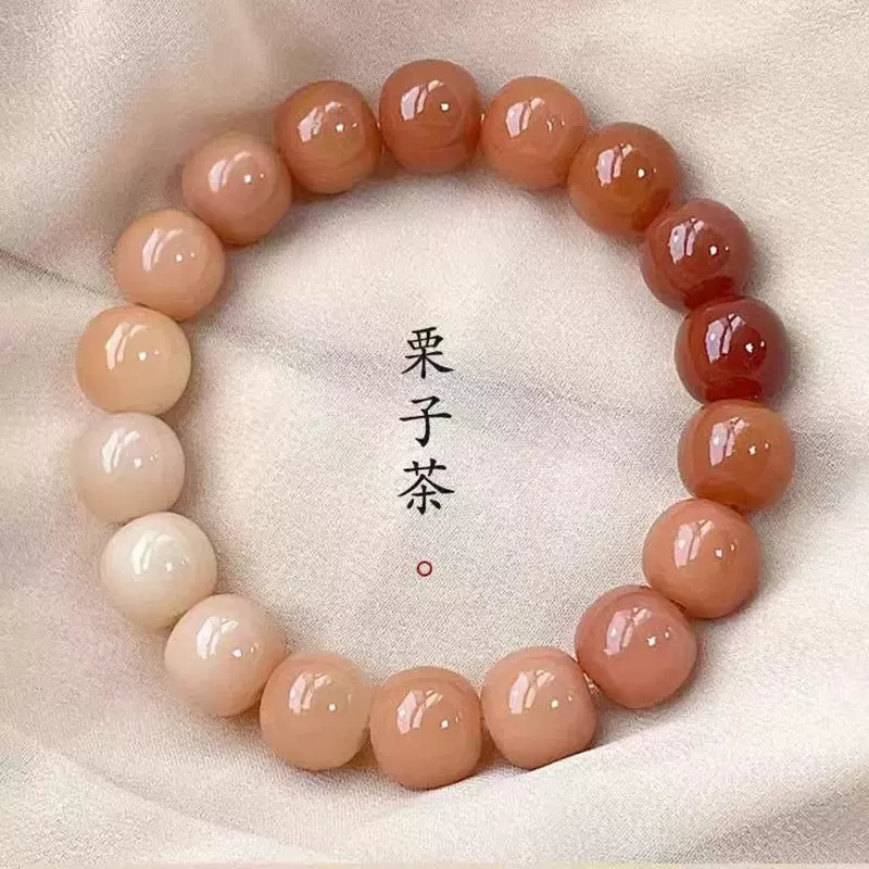 【爆款大促】明星同款古法寺庙菩提根手串栗子茶苹果珠手串