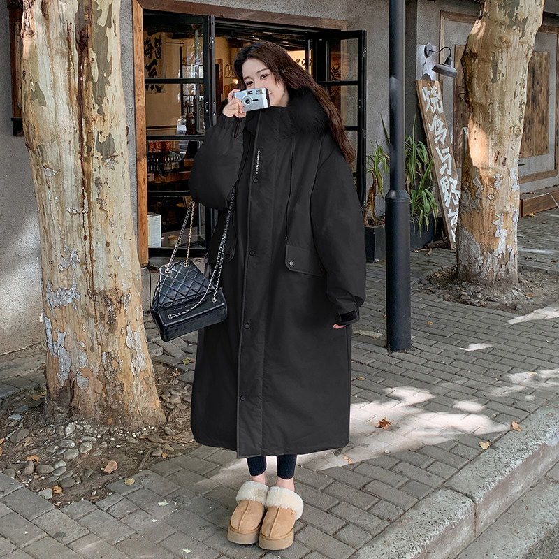 现真毛加长款女风衣长户外时尚保暖白鸭绒zb237-6621-P445-K669图片