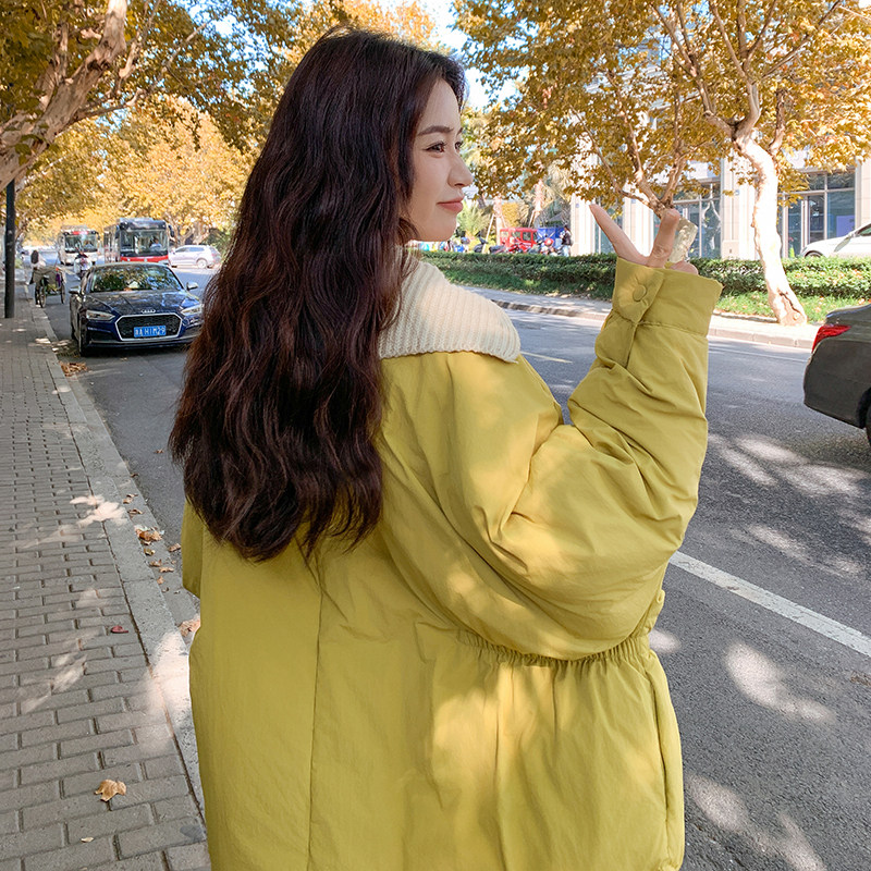 姜黄色针织领现货50白鸭绒冬保暖羽绒服ZB237-6620-P300-K458,女装羽绒服,浙宝237