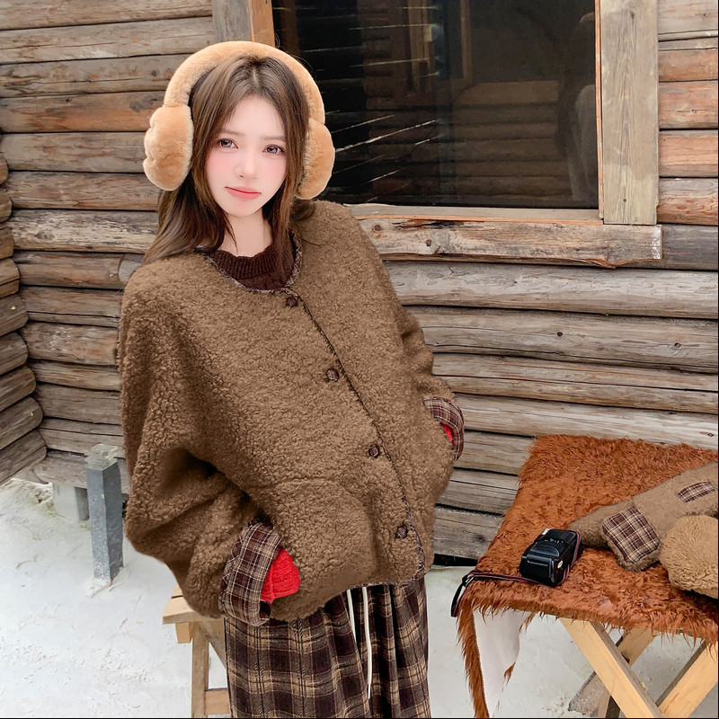 爆羊羔毛皮毛一体搭配围脖冬季保暖外套ZB237-2585-P195-K298,女装套装/套裙,浙宝237