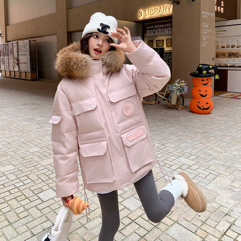 现货90白鸭绒24冬保暖带真毛领设计羽绒服ZB237-6613-p450-k665,女装羽绒服,浙宝237